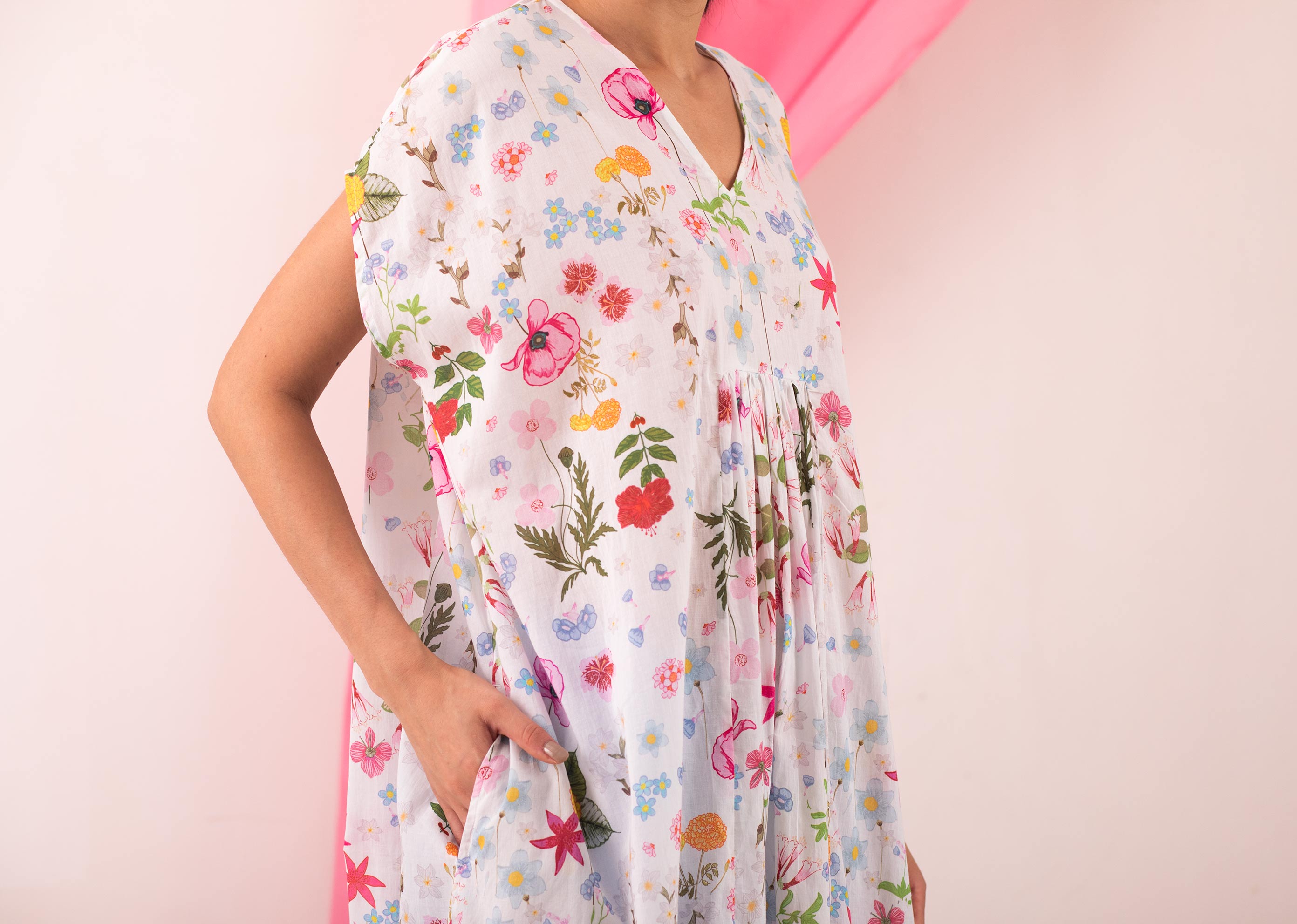 Smocked Kaftan - Floral