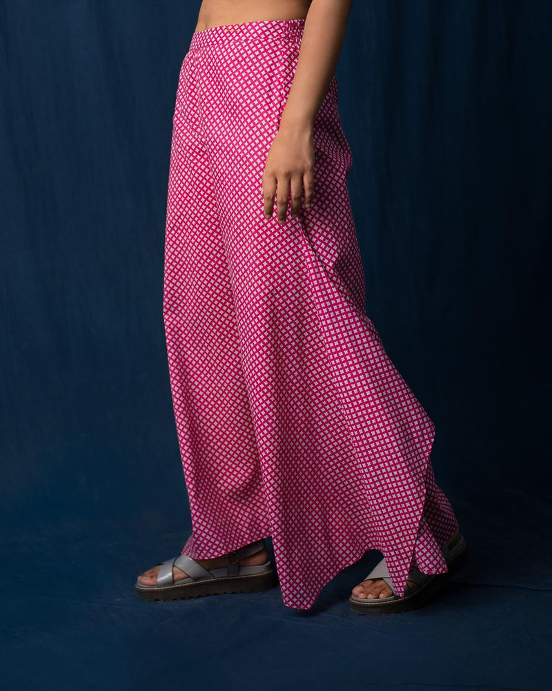 Uneven Hem Pants - Pink & Grey