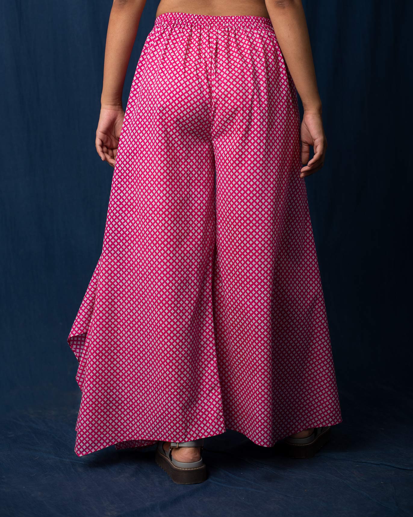 Uneven Hem Pants - Pink & Grey