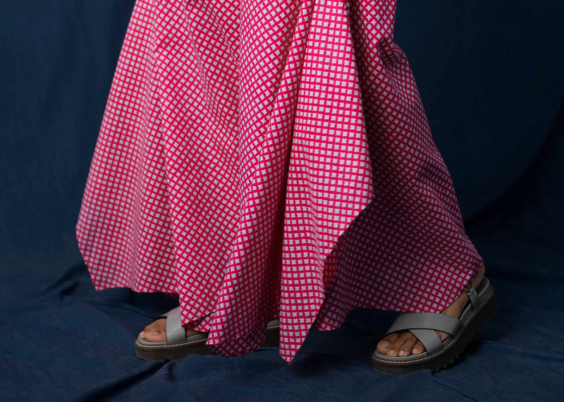 Uneven Hem Pants - Pink & Grey