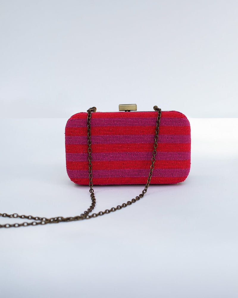 Stripey Clutch - Pink & Red