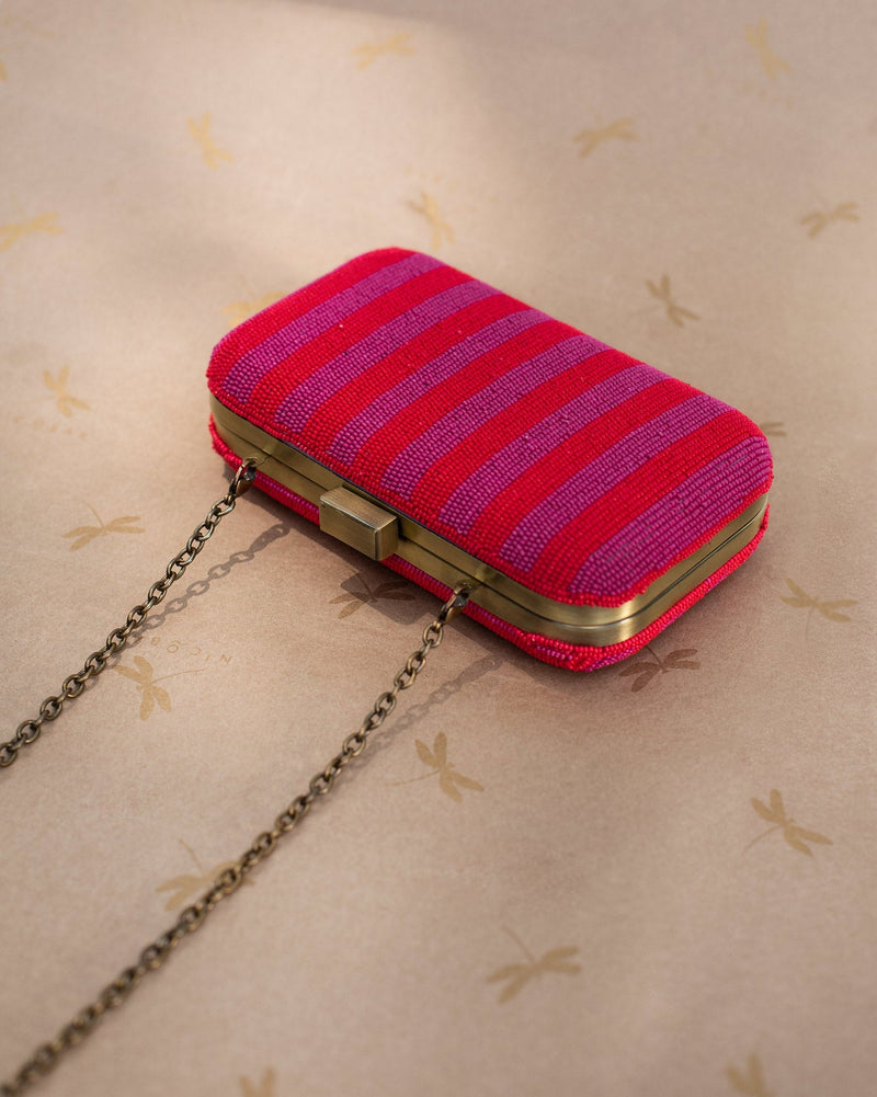 Stripey Clutch - Pink & Red