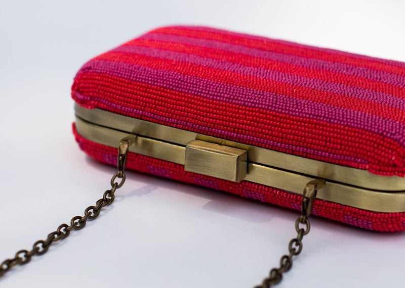 Stripey Clutch - Pink & Red