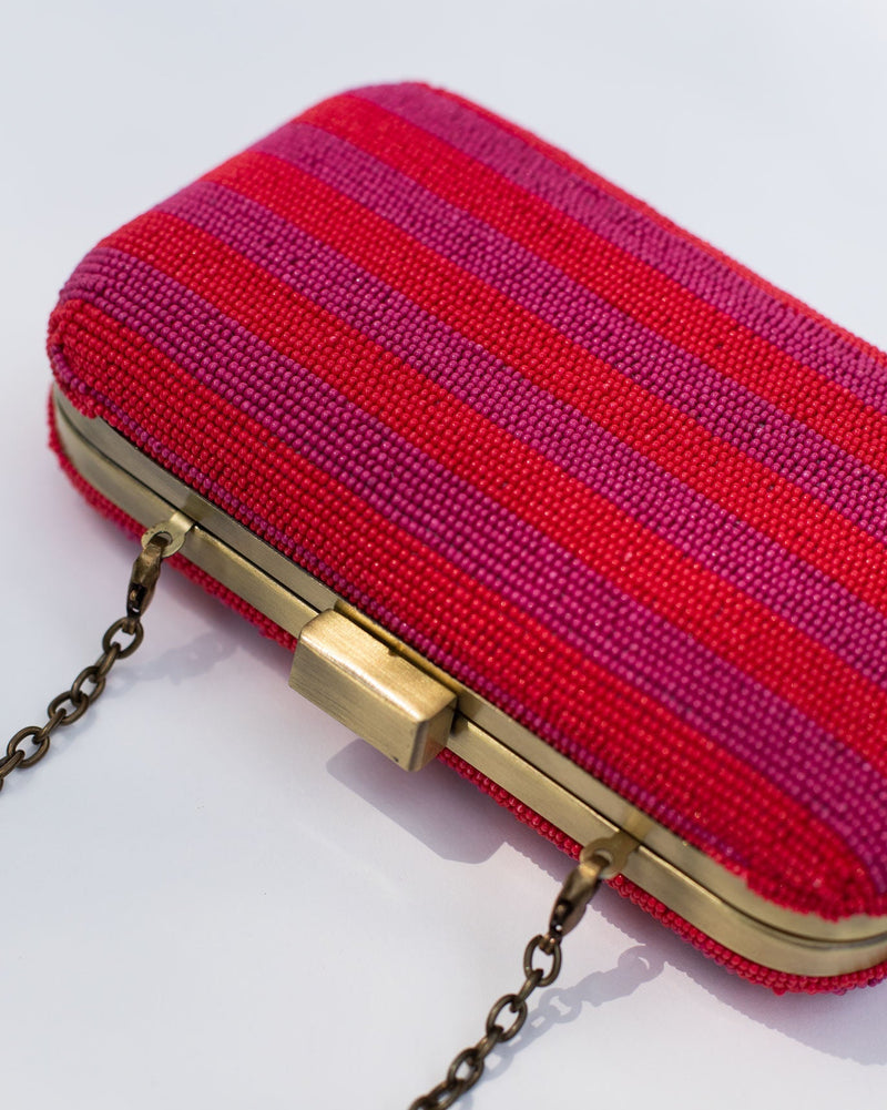 Stripey Clutch - Pink & Red