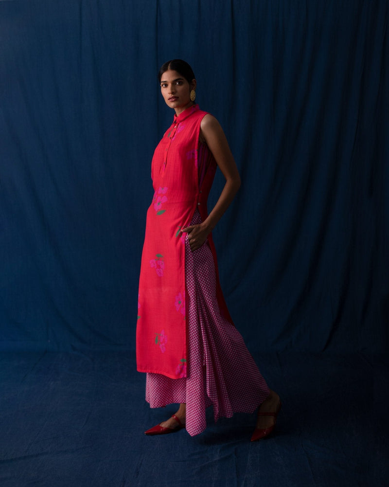 Sleeveless Kurta - Red