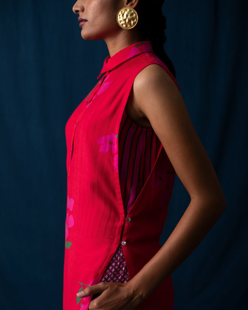 Sleeveless Kurta - Red
