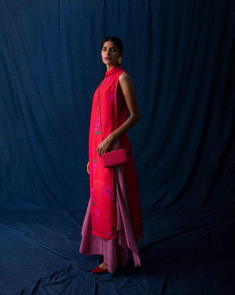 Sleeveless Kurta - Red