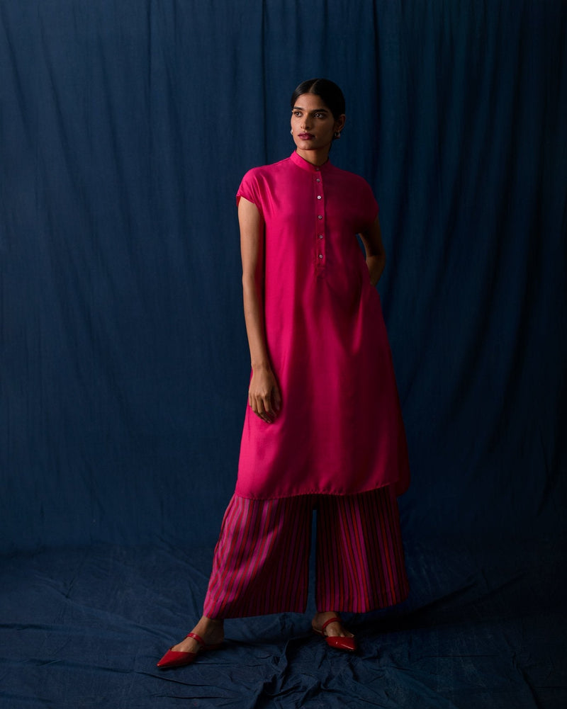 Short Sleeve Kurta - Fuchsia