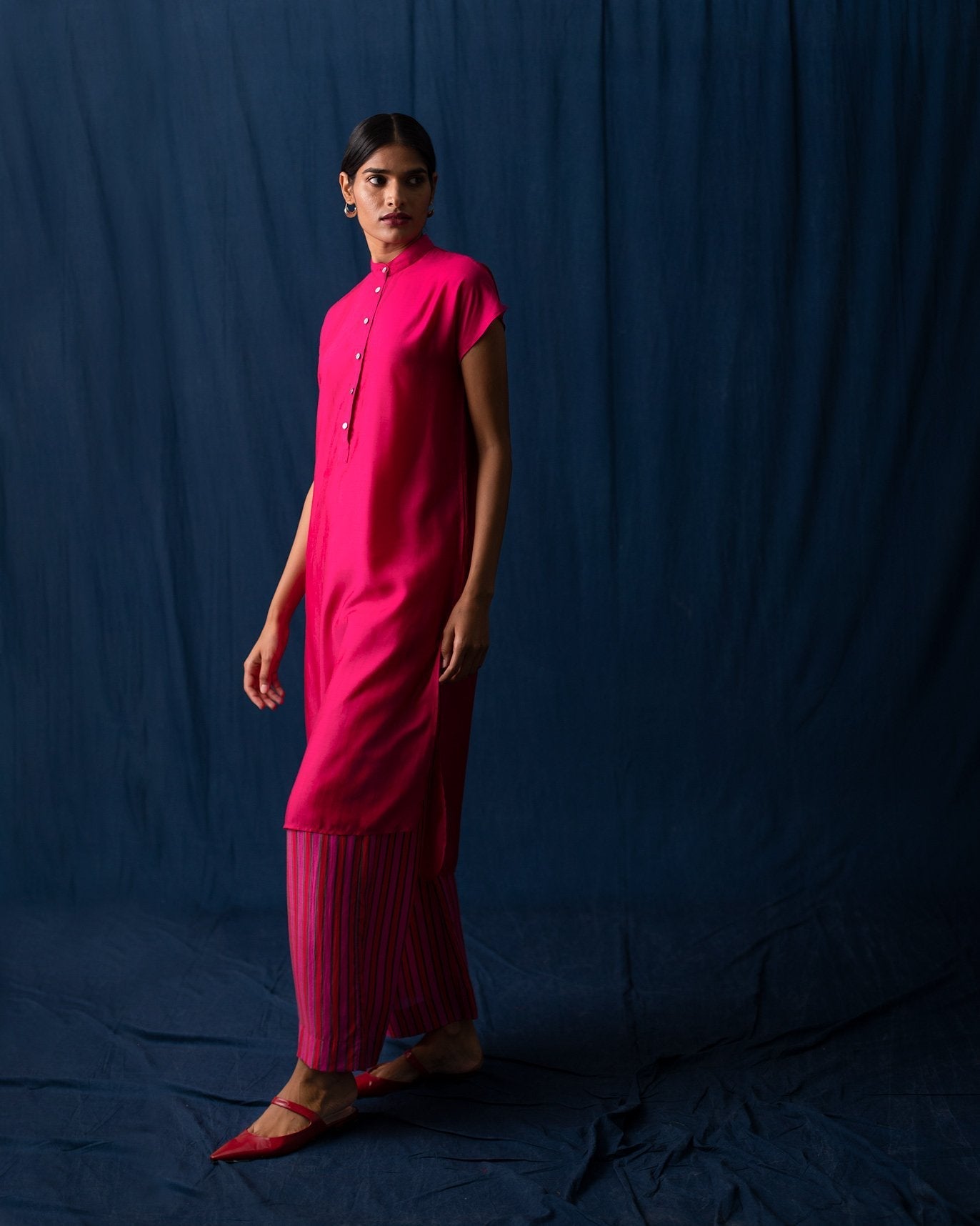 Short Sleeve Kurta - Fuchsia