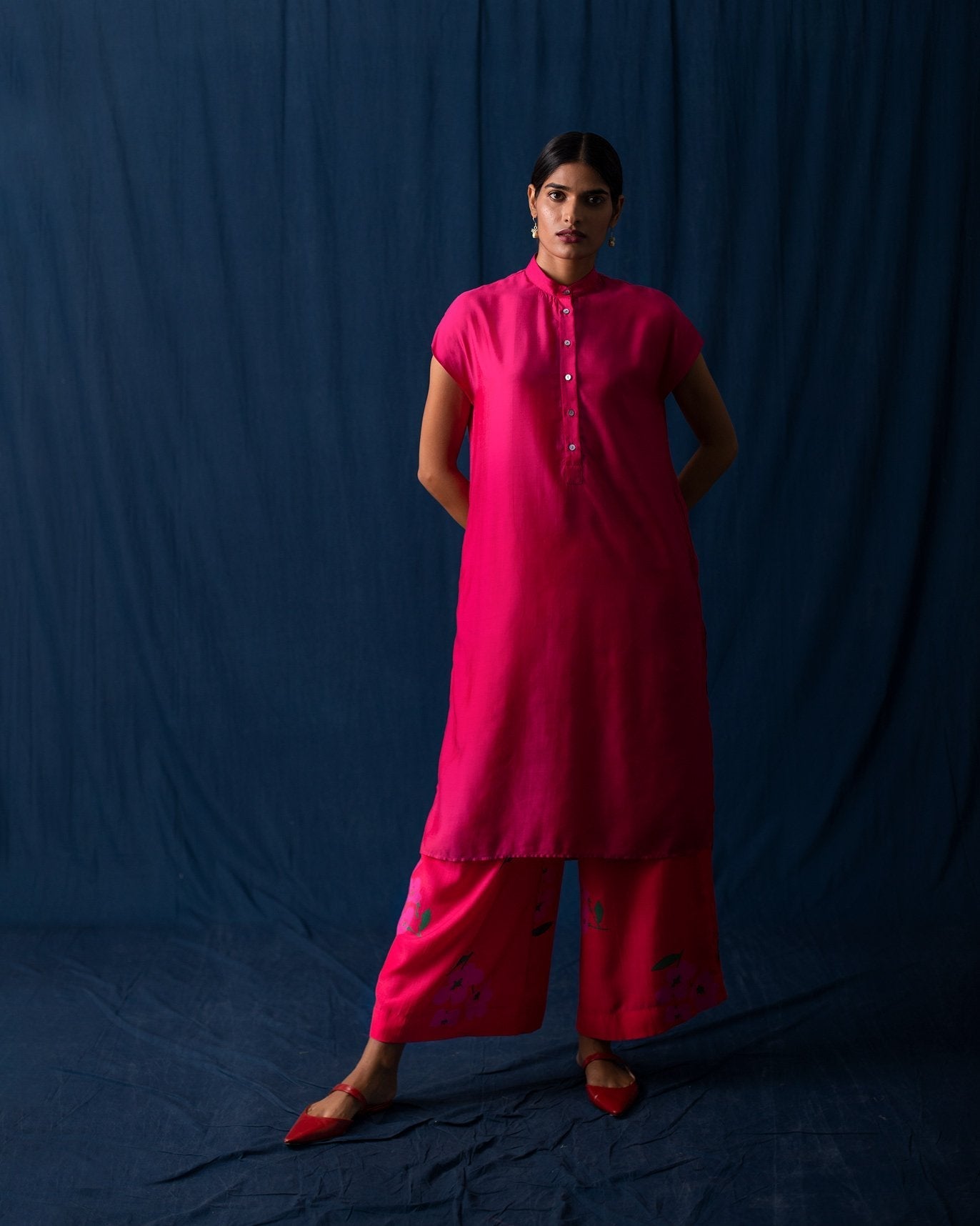 Short Sleeve Kurta - Fuchsia