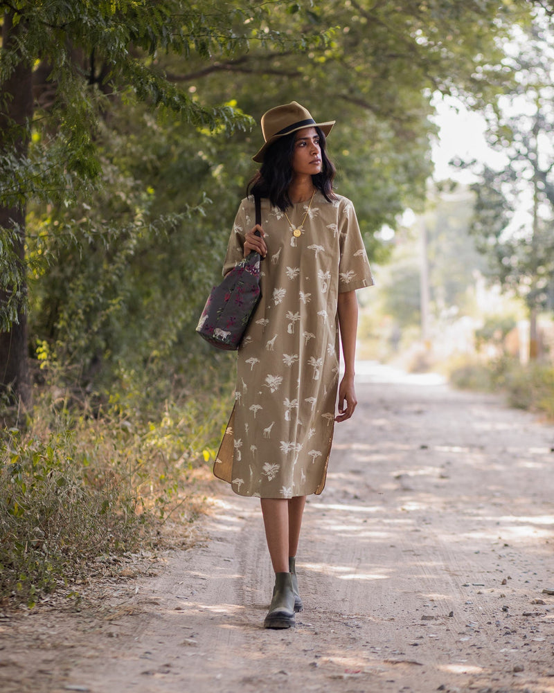 Scout Safari Print Dress - Silver Sage