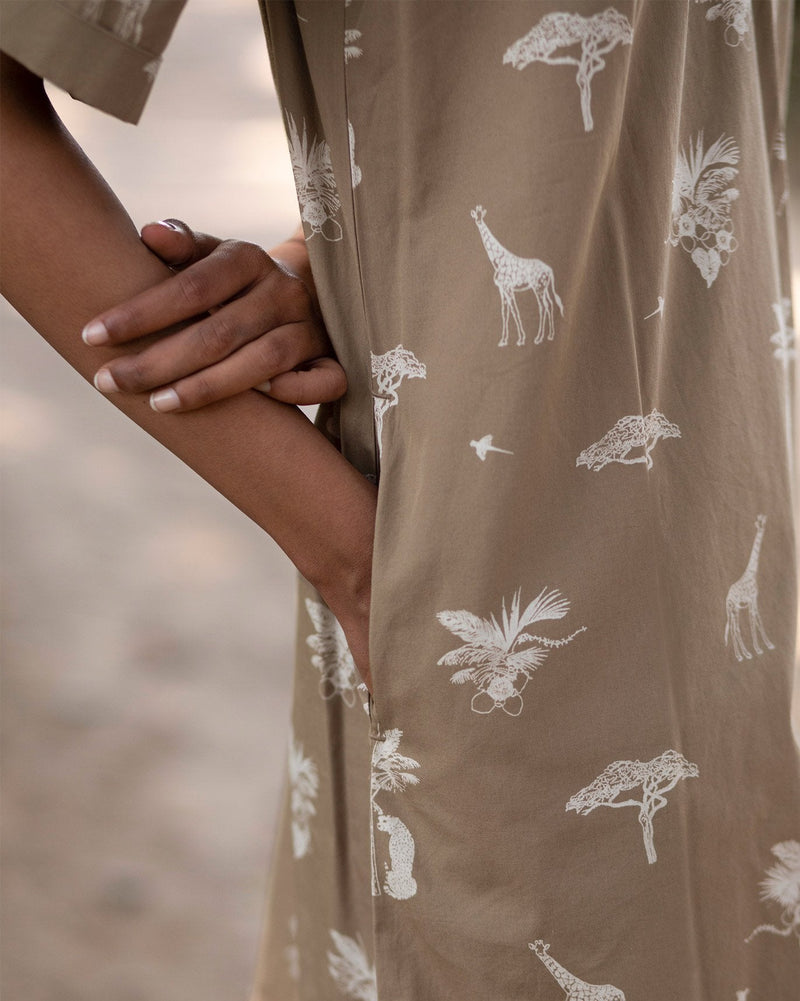 Scout Safari Print Dress - Silver Sage