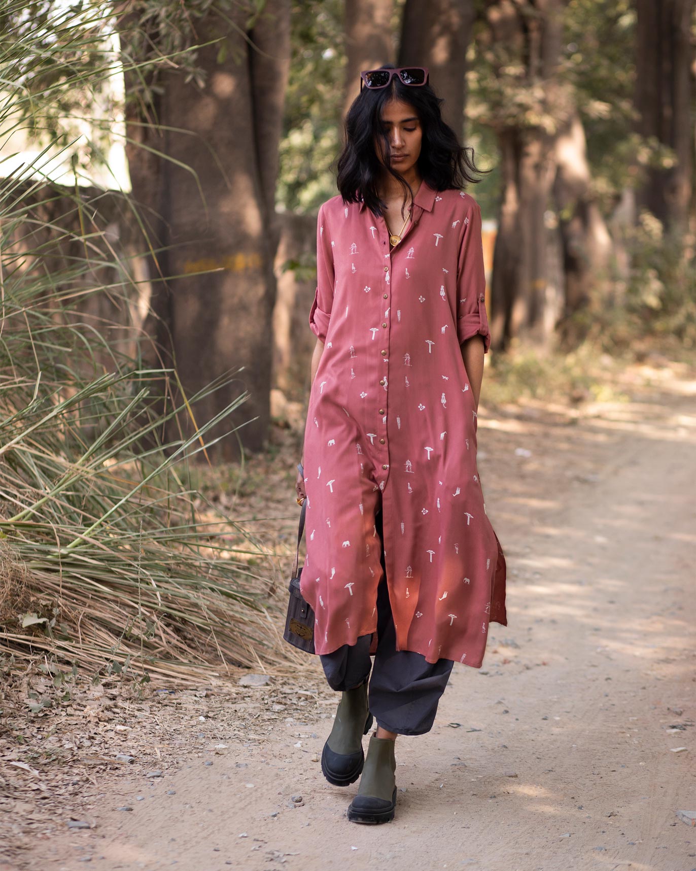 The Transit Long Sleeve Dress - Pink