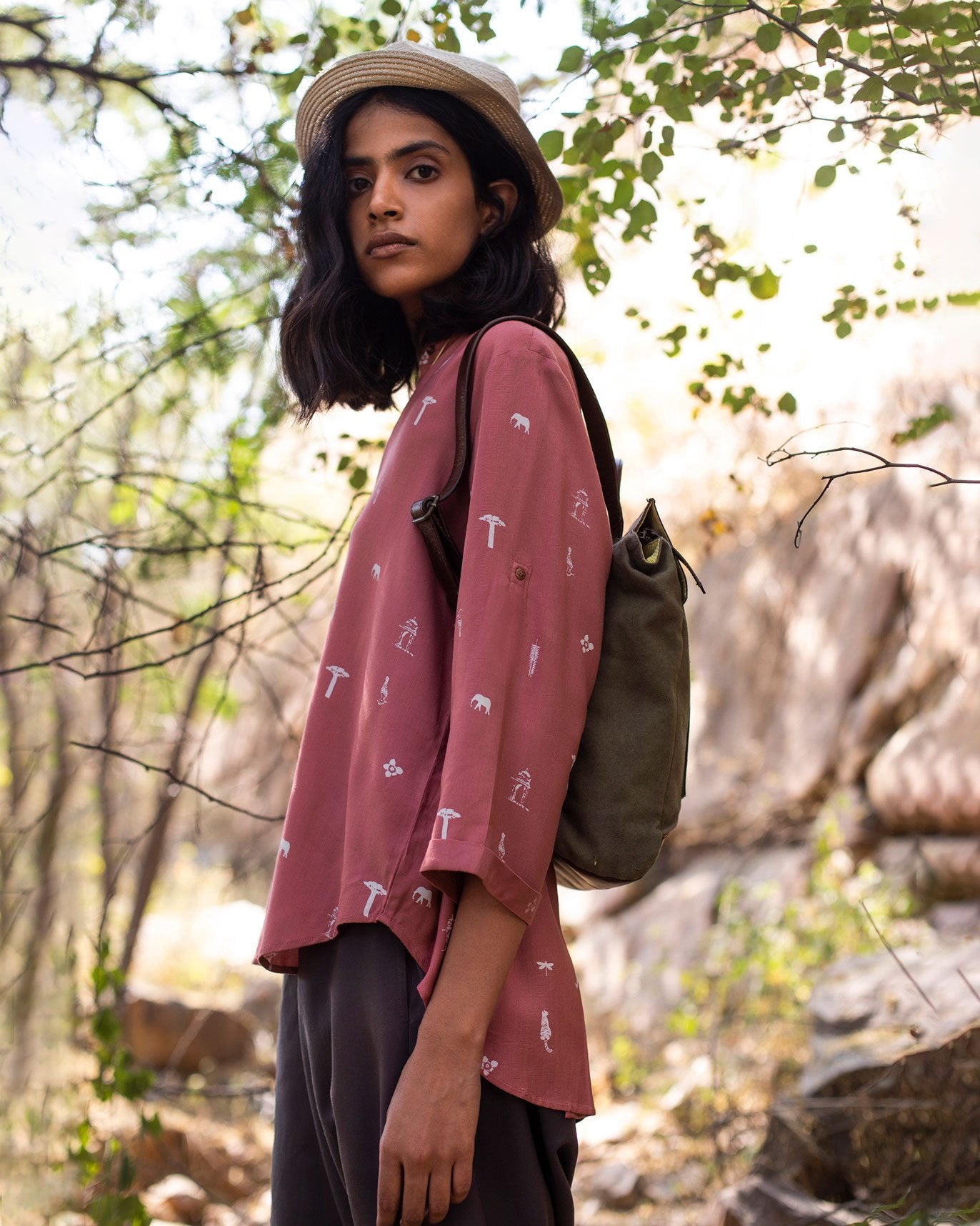 Windmill Safari Print Top - Pink
