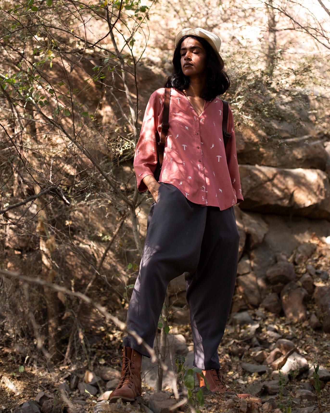 Windmill Safari Print Top - Pink