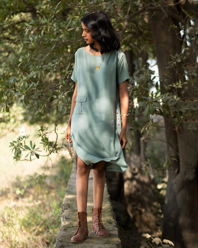 Safar Boat Neck Dress - Olive