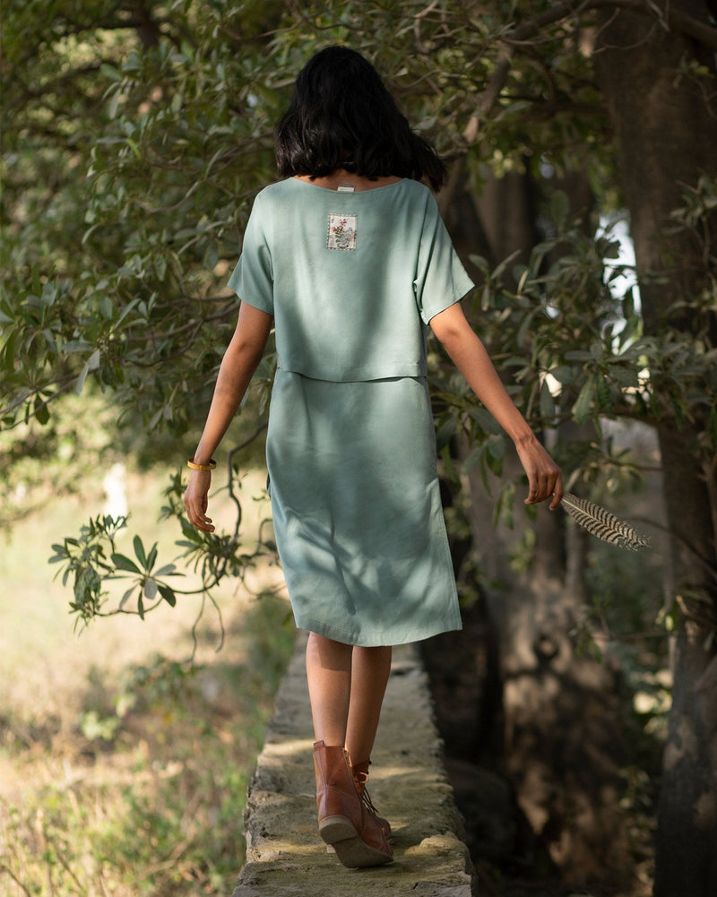 Safar Boat Neck Dress - Olive