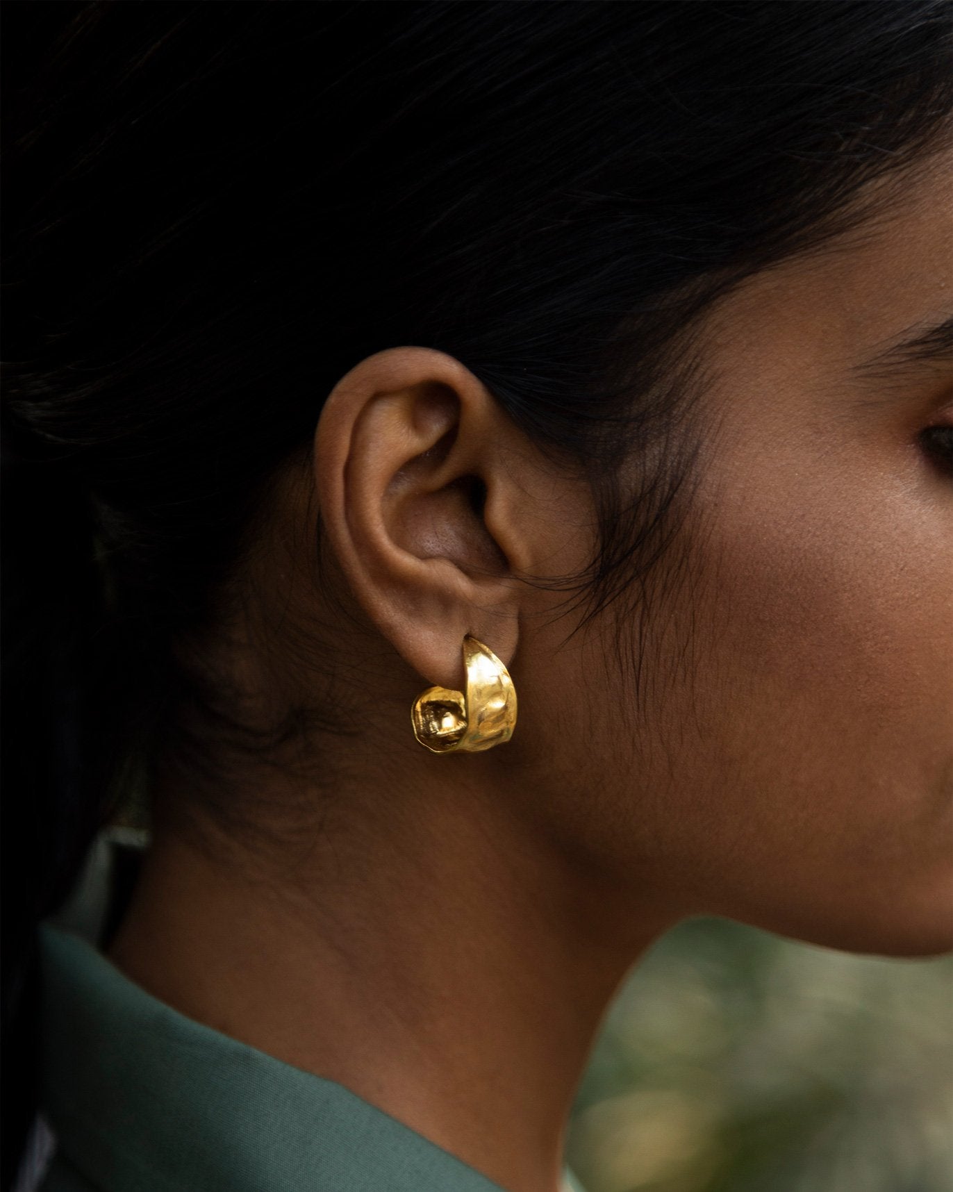 Seed Pod Small Hoops - Gold