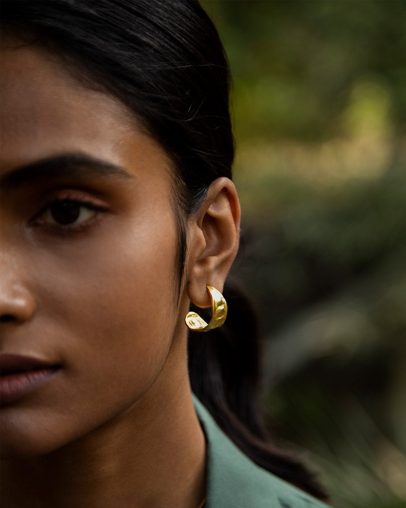 Seed Pod Small Hoops - Gold