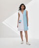 Sleeveless Shift Dress - Blue & White