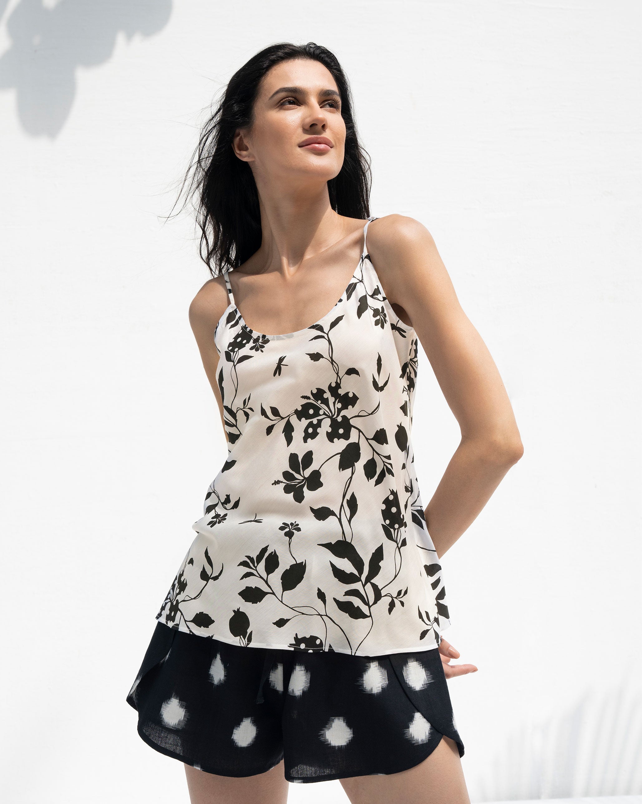 Serena Camisole - Ivory & Black