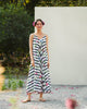 V Neck Strappy Dress - White & Black