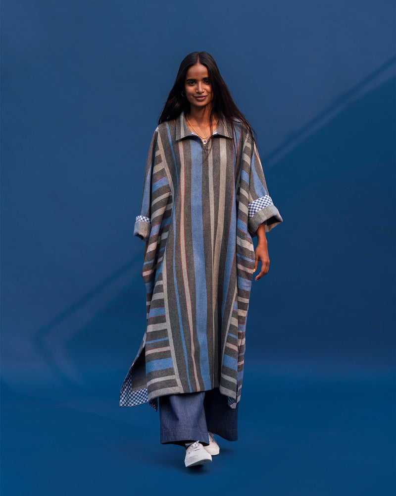 Woolen Pheran - Grey and Blue