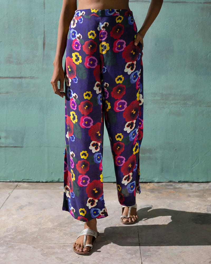Side Slit Pants - Blue