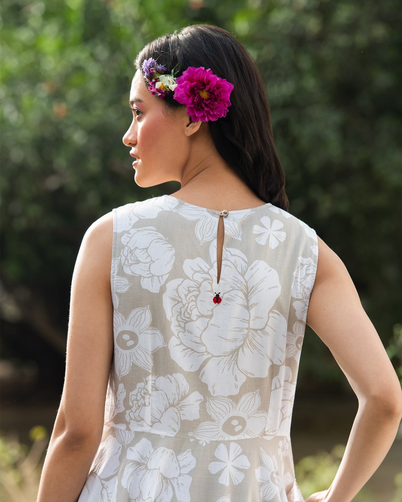 Yoroi Dress - Grey & White