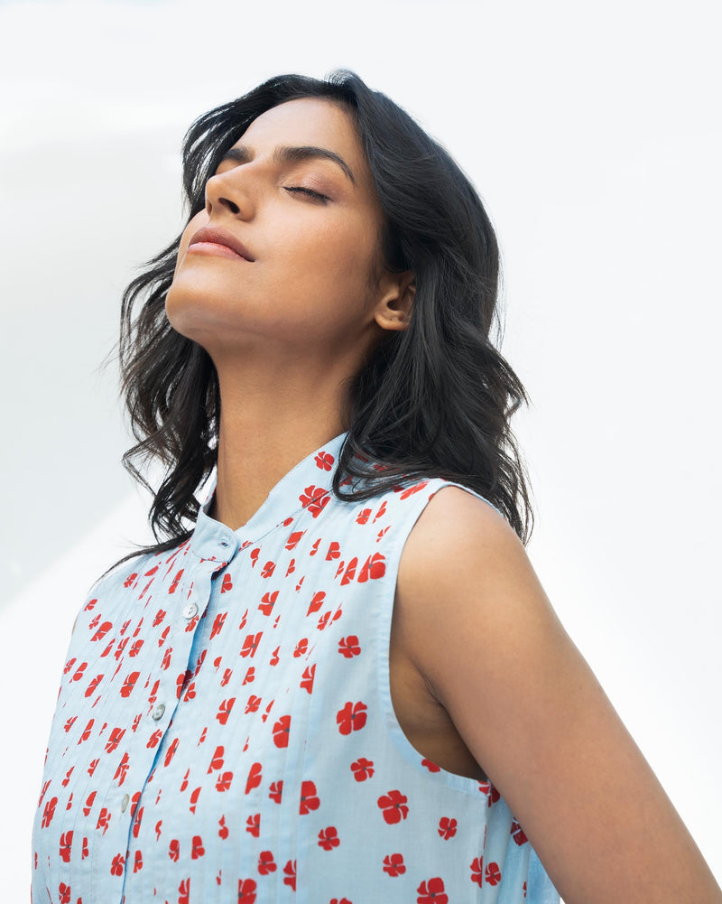 Summer Fun Kurta - Blue & Red