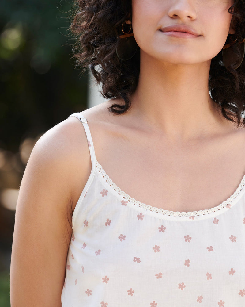 Vintage Camisole - White & Pink