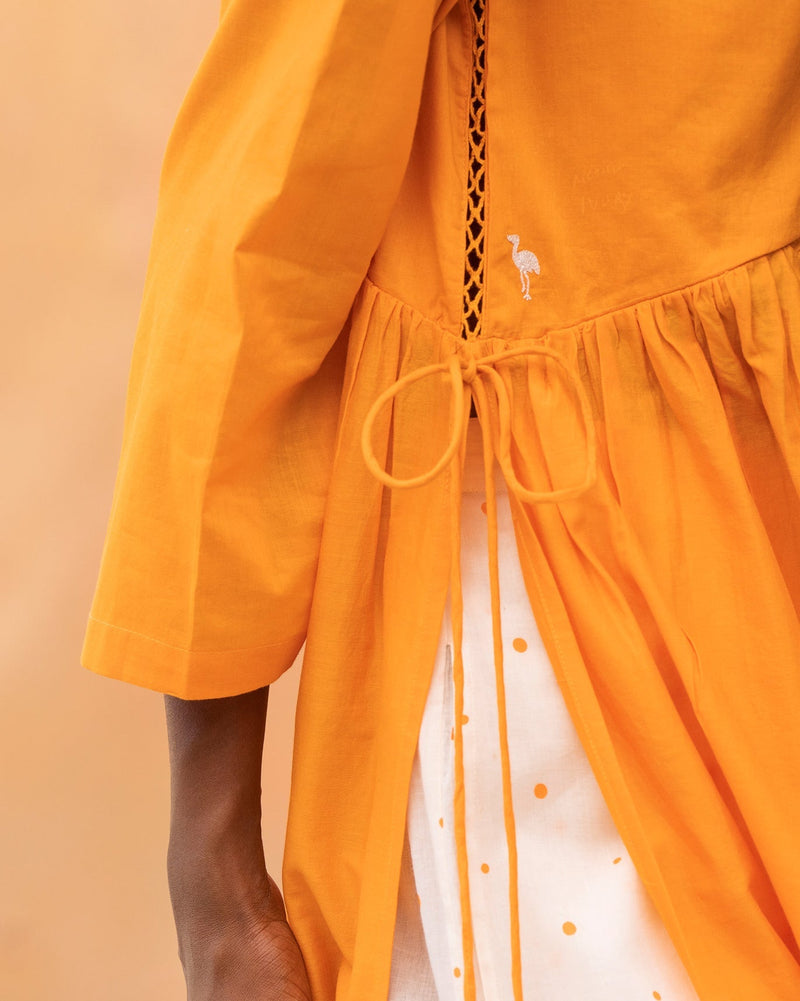 Waist Gathered Kurta - Orange