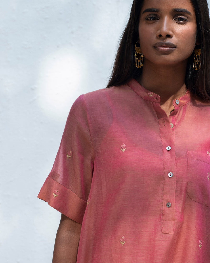 Round Hem Kurta with Slip - Red