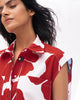 Sleeveless Patch Pocket Shirt - White & Red