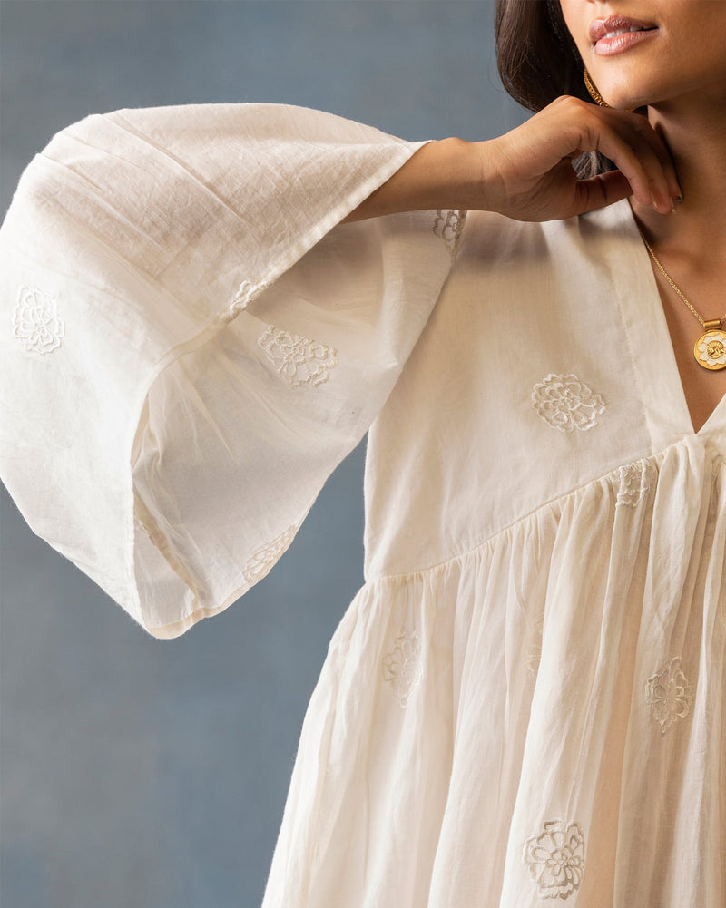 Ruffled Sleeve Top - Ivory