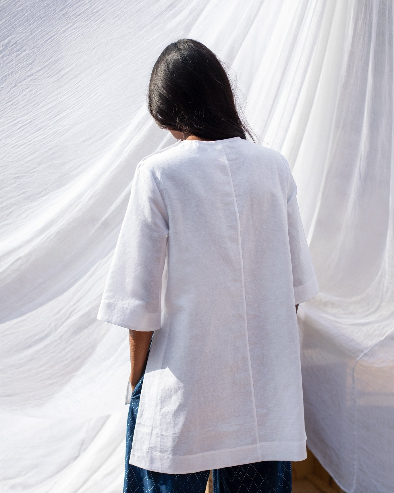 High Slit Top - White