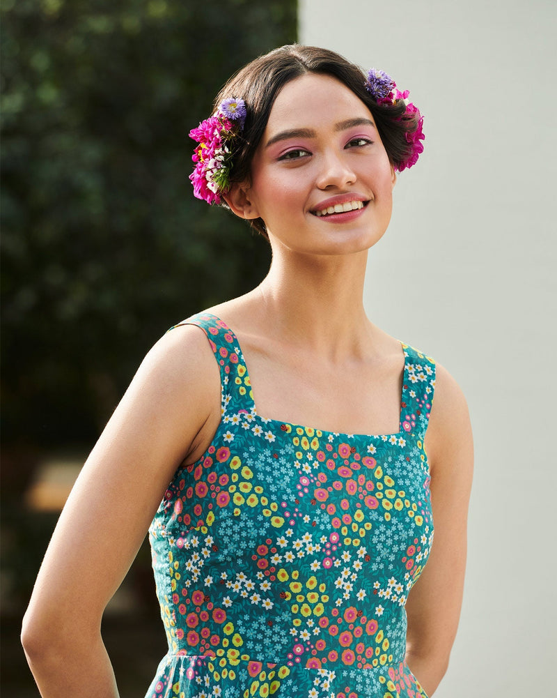 Strappy Smocked Dress - Multi Color