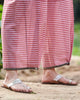 Wide Paper Bag Trousers - Red & Ivory