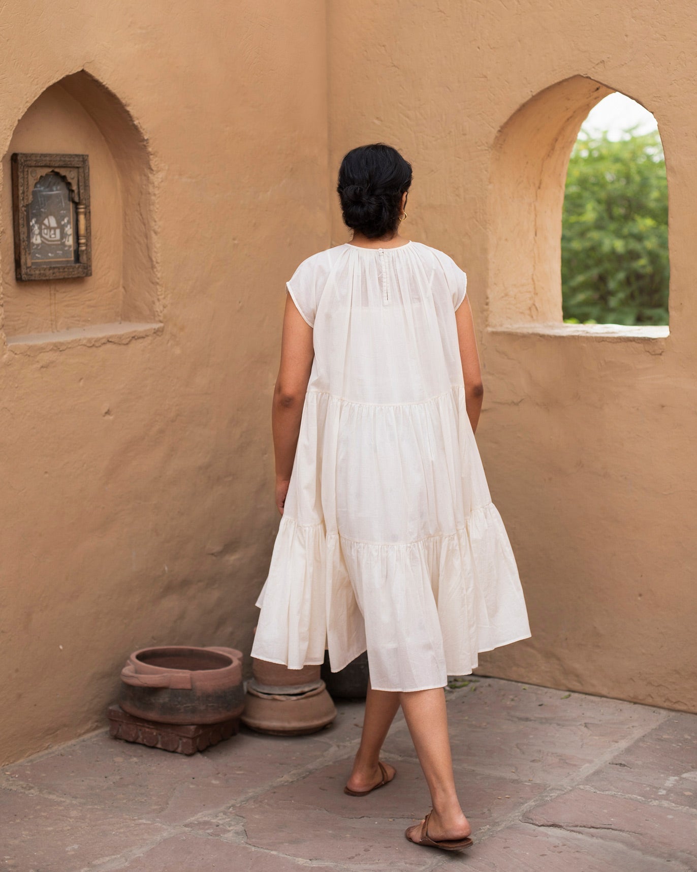 Tiered Dress with Slip - Ivory
