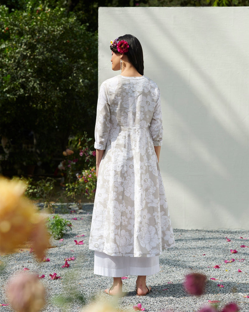Tisya Kurta - Grey & White