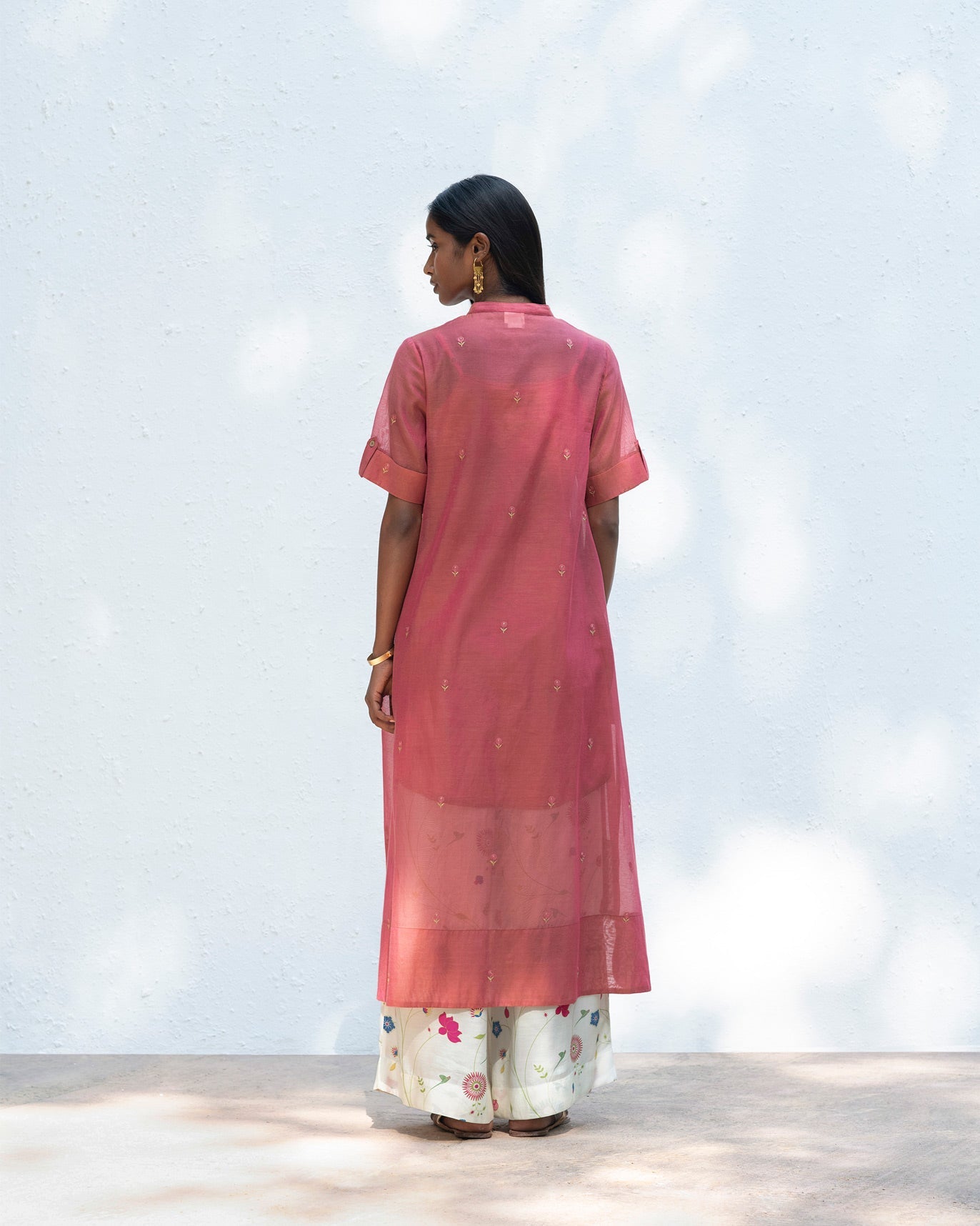Round Hem Kurta with Slip - Red