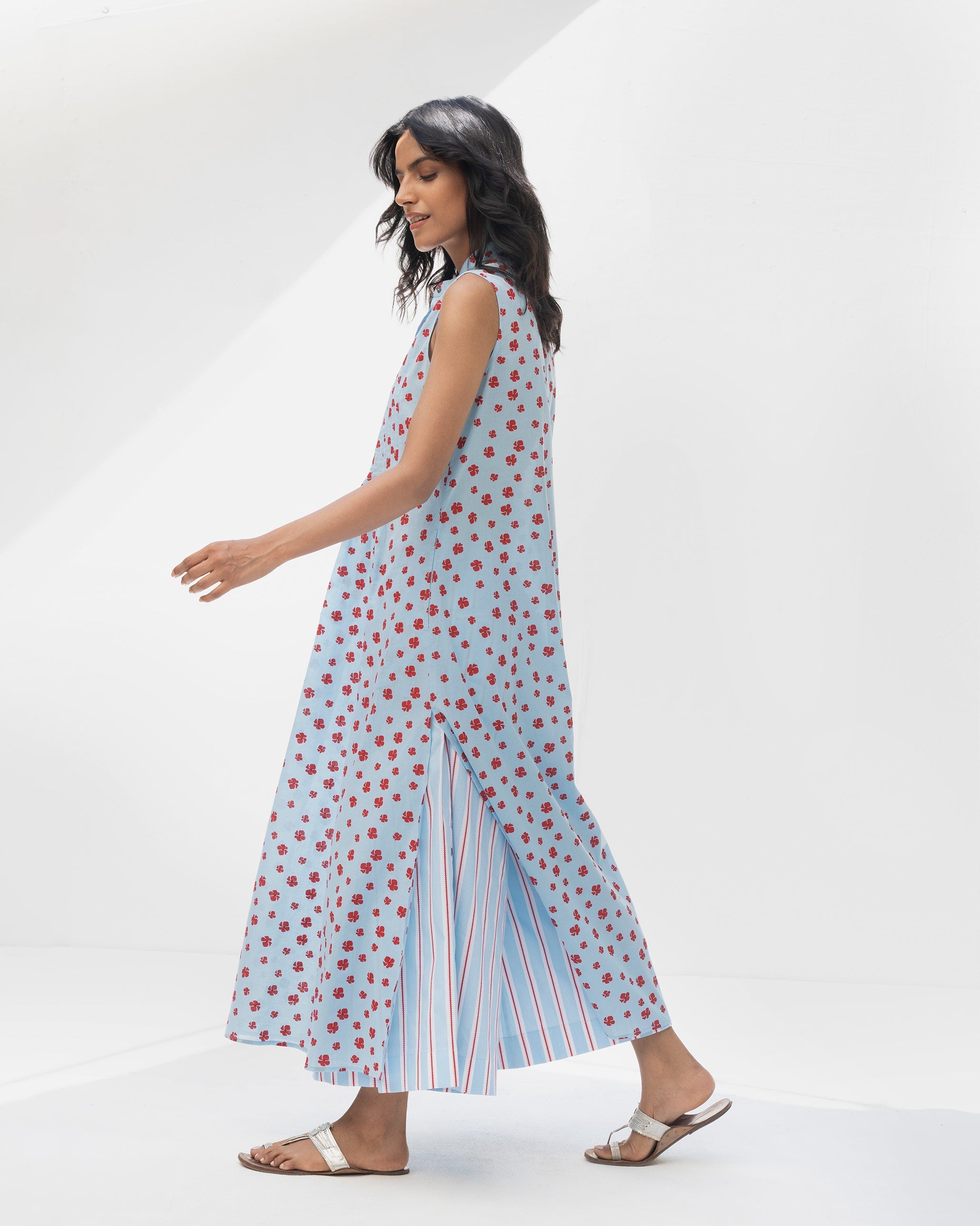 Summer Fun Kurta - Blue & Red