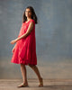 Tiered Dress with Slip - Fuchsia