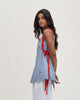 Twill Tape Strappy Top - Blue & White