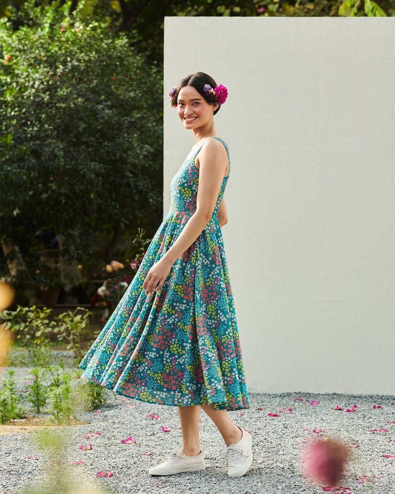 Strappy Smocked Dress - Multi Color