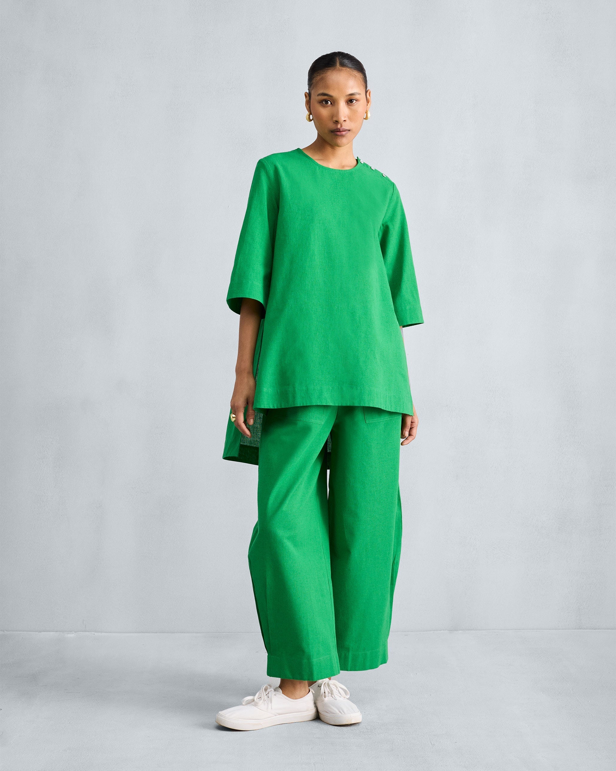 High Slit Top - Green