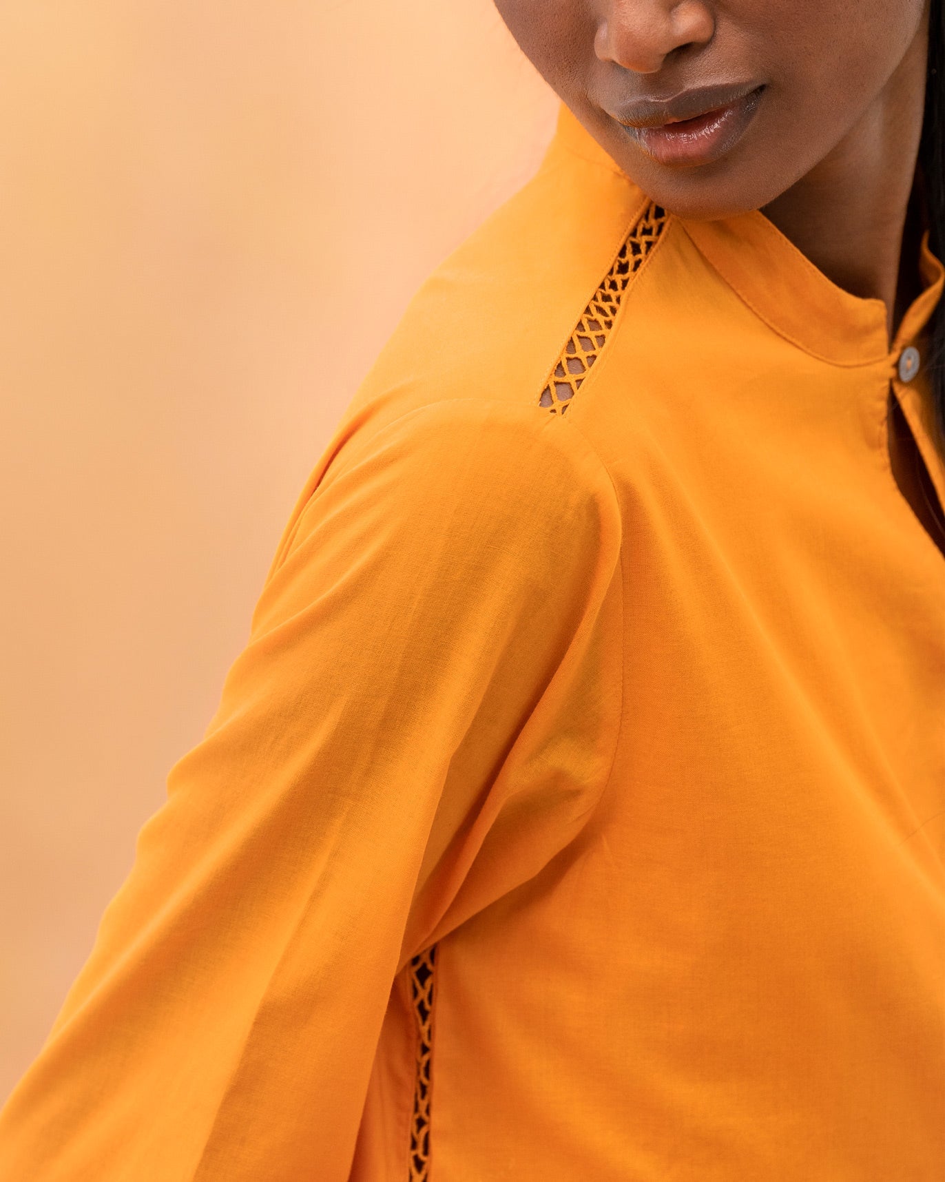 Waist Gathered Kurta - Orange