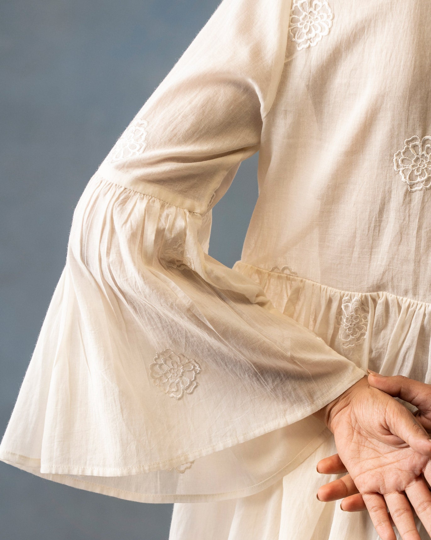 Ruffled Sleeve Top - Ivory