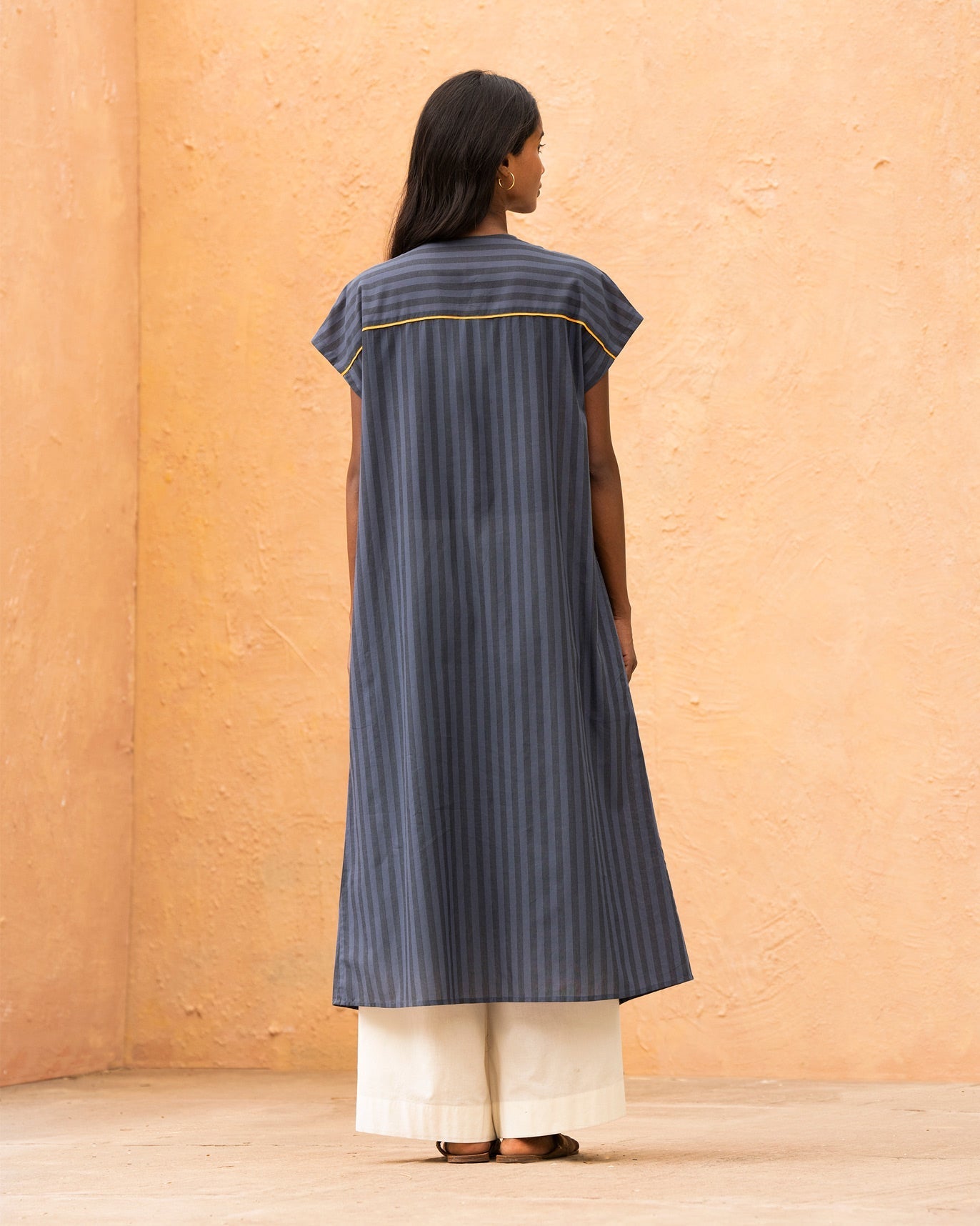 V-Neck Kaftan - Grey & Charcoal