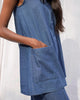 Sleeveless Zipper Top - Blue
